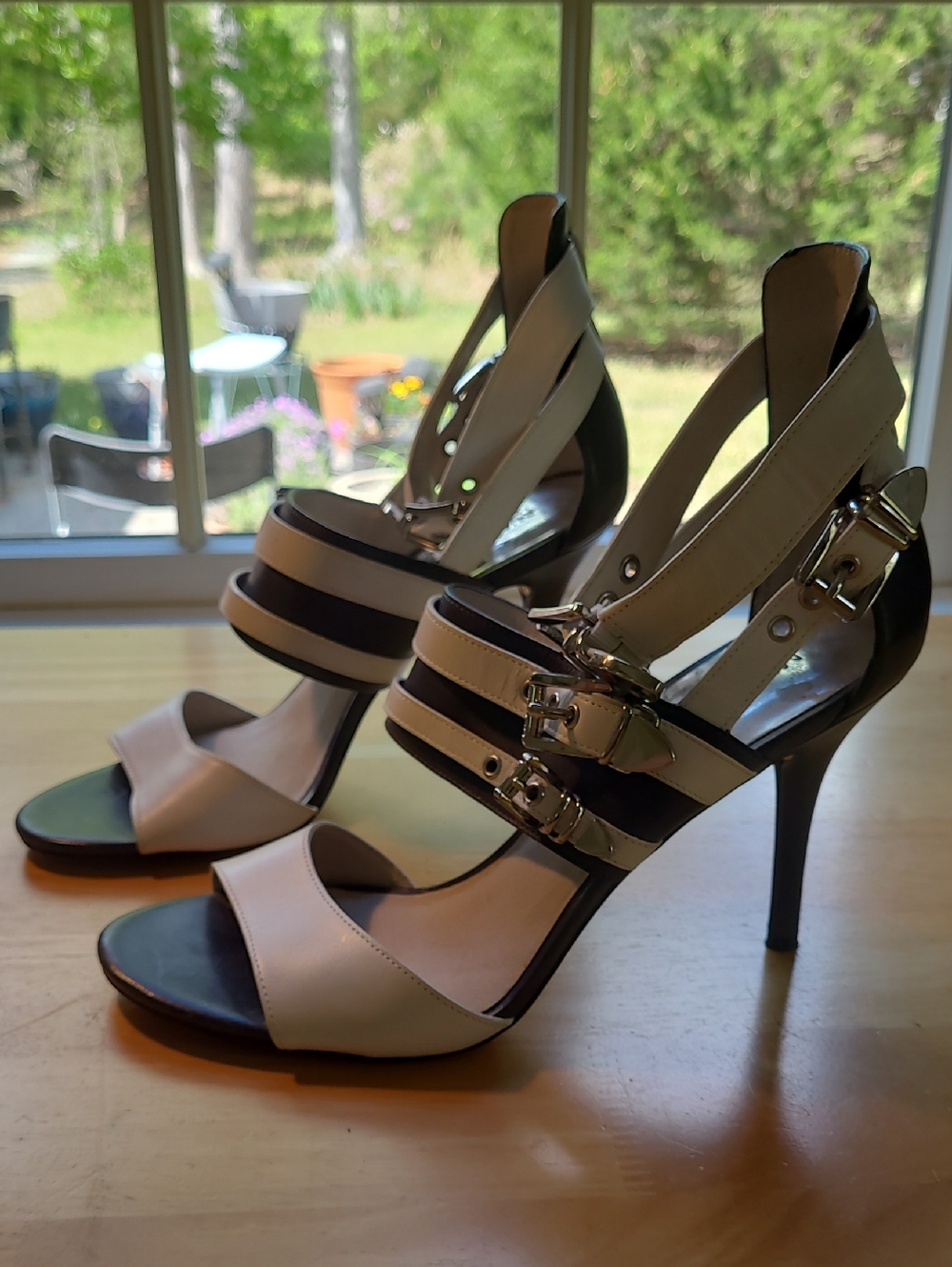 Women’s Strappy High Heel Sandals - Navy & White